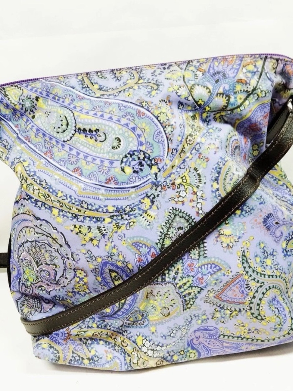 Etro Lavender Paisley Crossbody with Dark Brown Strap